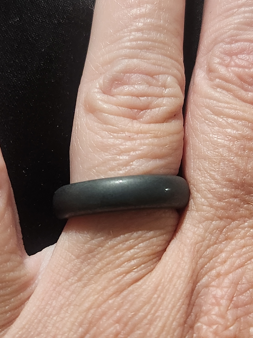 Black Hematite Stone Band Ring | Smooth Solid Gemstone | Size 6.5​